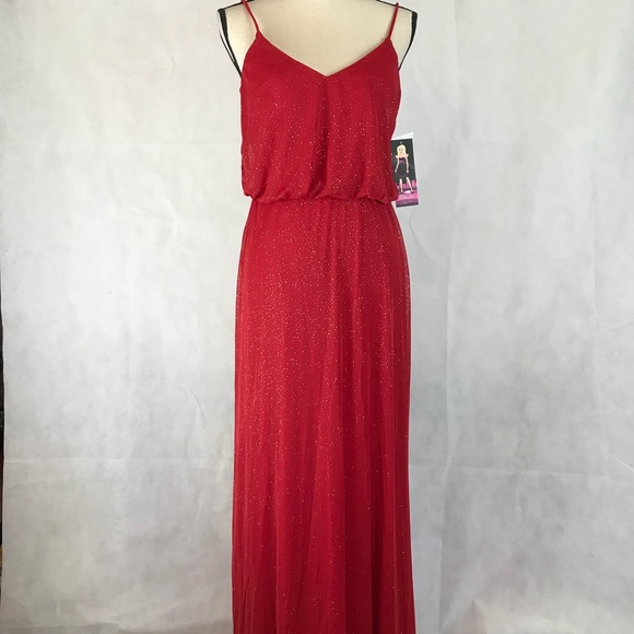 ✅Blondie Red Glitter Formal Maxi Dress NWT Prom - Picture 2 of 6
